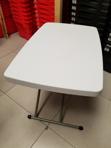 Mesa Plegable Camping Jardin Balcon Metal Y Pvc Blanca