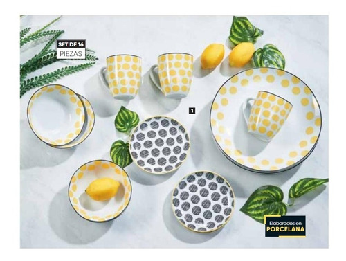 Vajilla X 16 Piezas Solei - Dupree - Porcelana - Oferta 