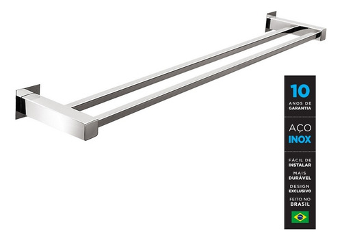 Toalheiro Duplo 60 Cm Aço Inox Ref: Qd0411