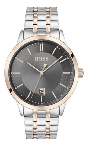 Reloj Hugo Boss Gray Acero Dos Tonos Plateado Rosa Hombre