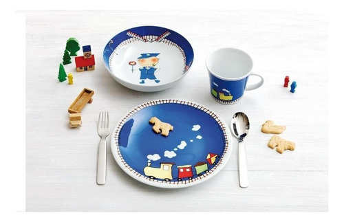 Juego Infantil Train Taza Plato Sopero Y Trinche - Kahla Color Blanco
