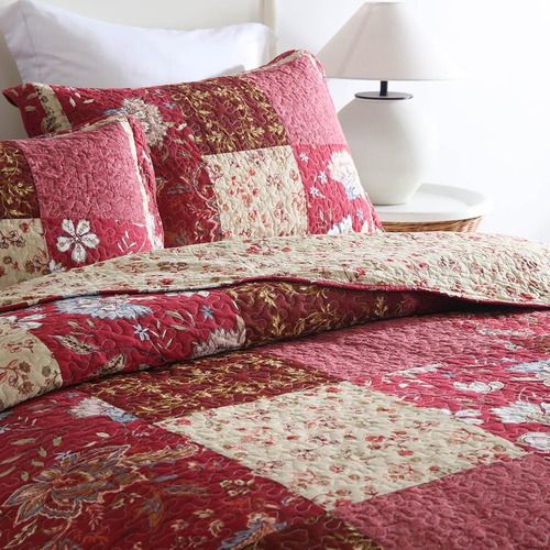 Camandy Juego De Colcha De Algodón, Juego De Cama De 3 Pieza