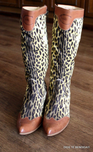 Roberto Cavalli Botas Cuero Mezclilla Animal Print 37