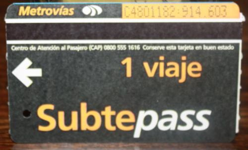 Boleto Metro Buenos Aires 1 Viaje