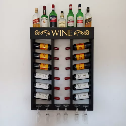 Vinoteca 12 botellas madera de acacia 90x50x30cm
