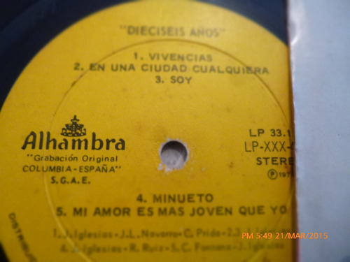 Vinilo Lp De Julio Iglesias -dieciseis Años (u312