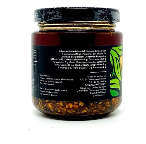 Imagen 2 de 4 de Salsa Macha Con Nueces Y Semillas Oaxaca 250g Cazel