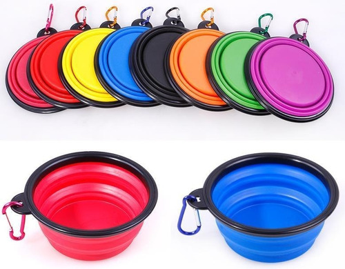 Imagen 3 de 3 de Plato Plegable Mascotas Portátil Agua Comida 13 Cm Colores