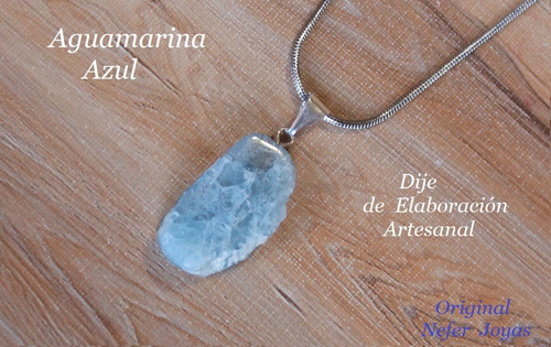 Aguamarina Azul Natural Calidad Gema Dije Engarce Plata 925
