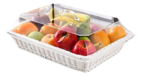 New Wicker Fruit Bread Basket With Acrylic Lid For