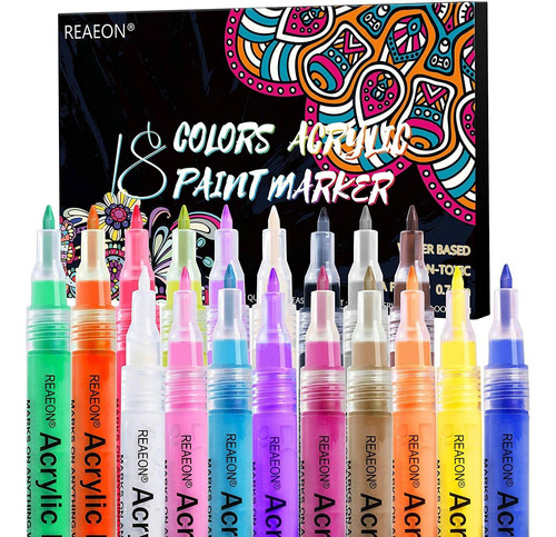 18 Marcadores Pintura Acrilica 18 Colores Reaeon