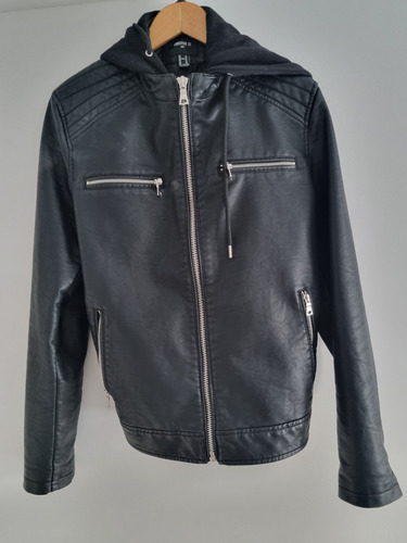 Campera Cuero Forever 21 Con Capucha Hombre Medium 