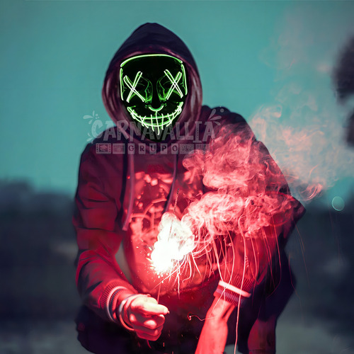Máscara La Purga Luz Led Verde Limon Halloween The Purge
