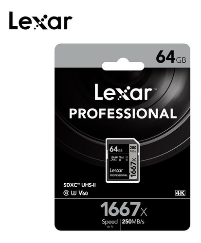 Imagen 3 de 3 de Memoria Sd Lexar Profesional 64gb 250mbs 1667x U3 C10 Uhs-ii