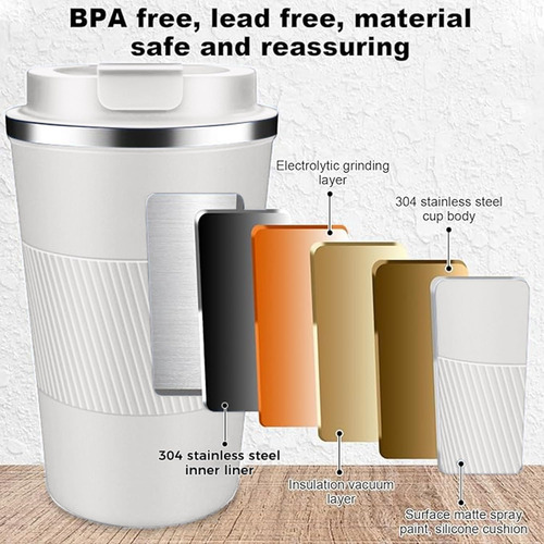 Taza De Café Reutilizable A Prueba De Derrames De Acero Inox
