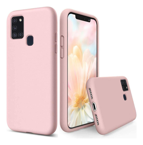 Carcasa Silicona Slim Antihuellas Para Samsung Galaxy A21s Rosa 1 Un