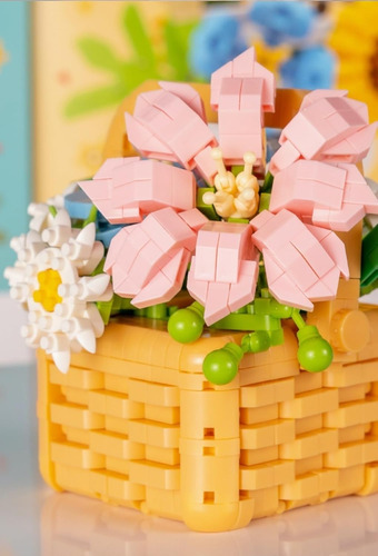 Juego De Mini Bloques De Construcción De Flores, Ladrillos D