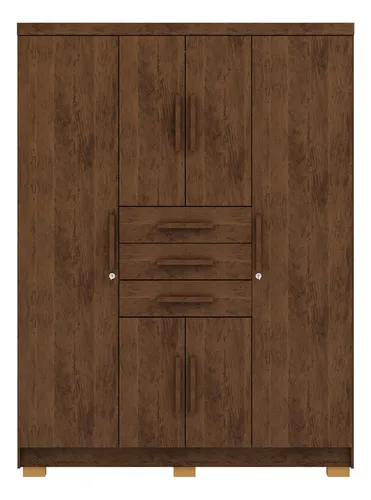 Placard Ropero 6 Puertas 3 Cajones Muchos Estantes Taurus Color Imbuia Rústico