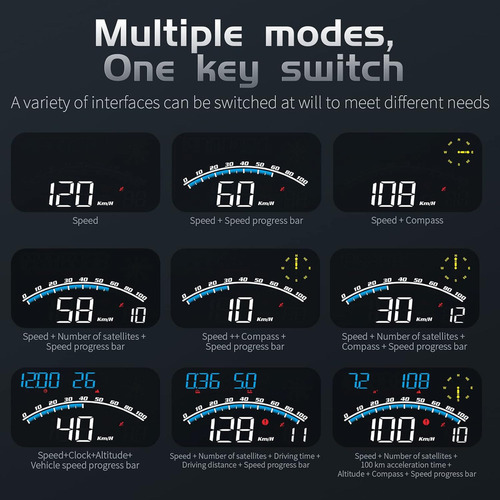 A Velocímetro Gps Digital For Coche, Pantalla Hud