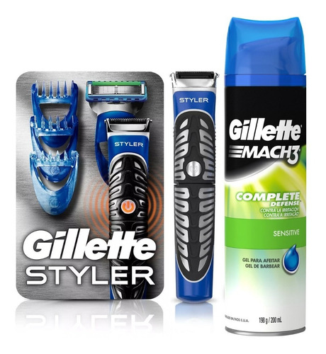 Pack Afeitadora Gillette Styler 3 En 1 Afeita Recorta + Gel