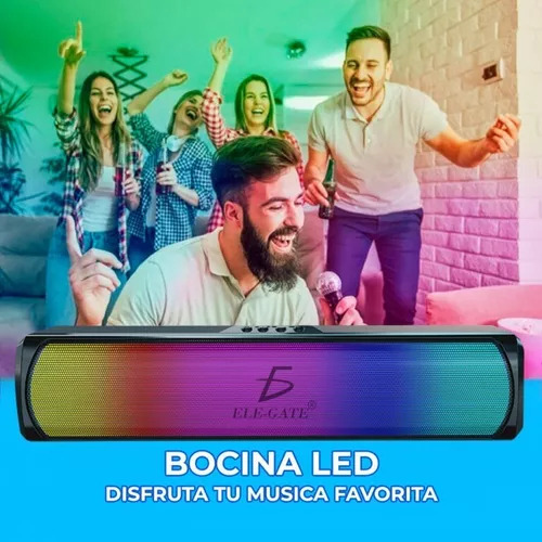 Barra De Sonido Soundbar Gamer Con Luz Led RGB Color Negro Ele-Gate