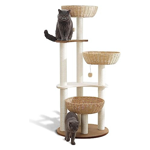 Torre Moderna De Árbol Para Gatos Grandes, 3 Nidos Para Gato