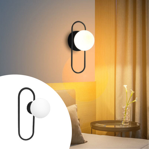 Arandela De Parede Moderna Globo Haste Esfera Bola 3 Em 1 127/220V Cor Preto 127/220V