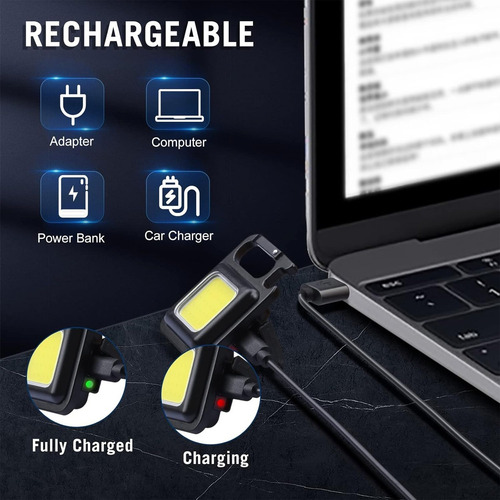 Lámpara Led Recargable Portátil ,campamento,luz De Llavero Negro Blanco
