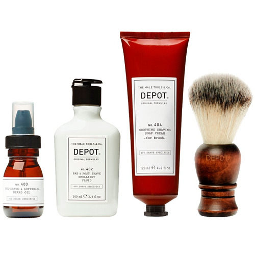 Bocha Depot Fluido 402, Aceite Barba 403, Crema 404 C/brocha