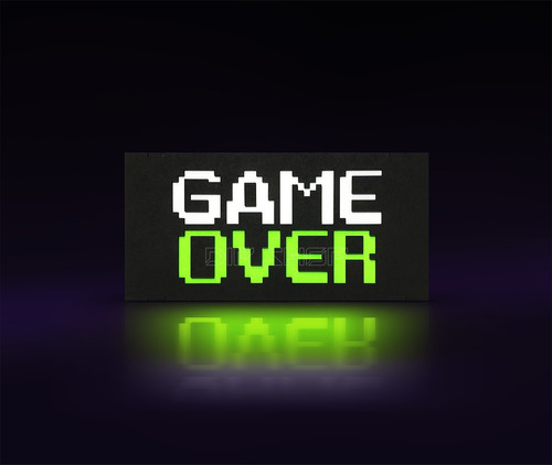 Luminária Gamer Exclusiva Game Over Com Led Bivolt Cor Da Estrutura Preto Cor Da Cúpula Branco/verde