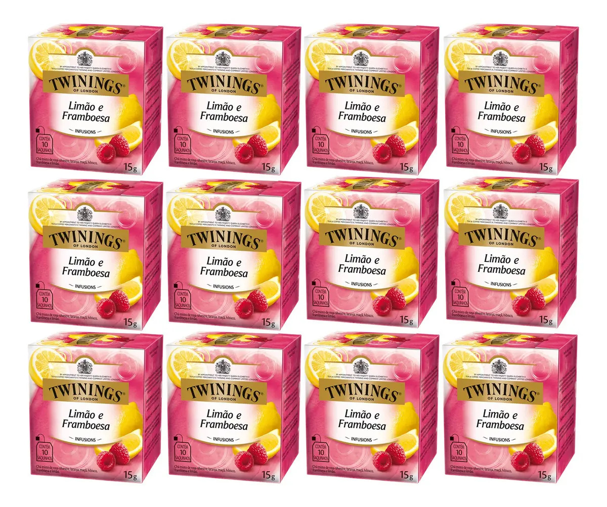 Chá Twinings Limão E Framboesa Kit 12 Caixas 120 Sachês