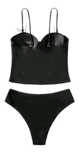 Traje Baño 2 Piezas Negro Push Up