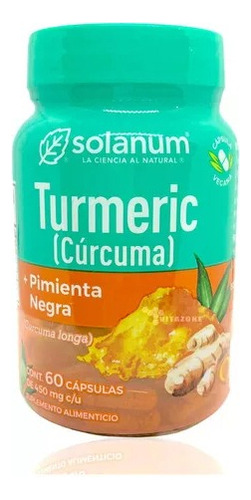 Solanum Turmeric Cúrcuma  Mas Pimienta Negra 60 Cáps Sfn Sabor N/A