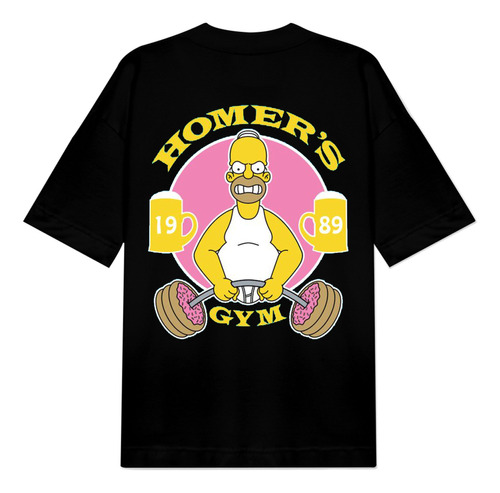 Camiseta Gym Oversize Homero Gimnasio Los Simpson Estampada