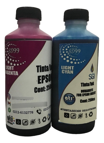 Tinta Epson Light Cyan Light Magent Ati Reenvasada 250ml Sgi