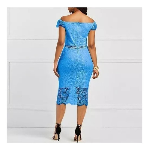 Vestido De Mujer Elegante Con Cuello En V Y Encaje Ajustado