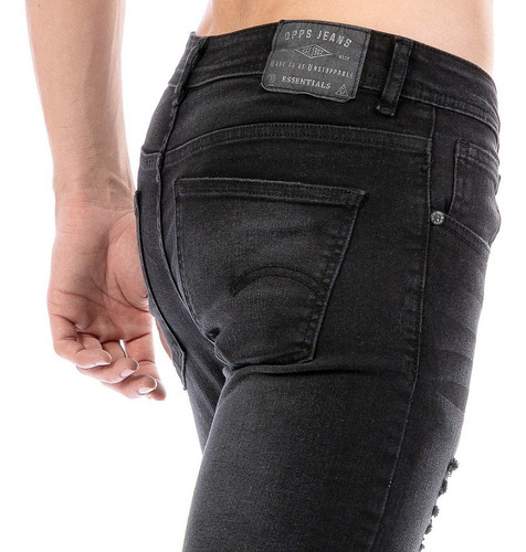 Imagen 5 de 7 de Jeans Pantalón Mezclilla Negro Skinny Hombre Black Rocket