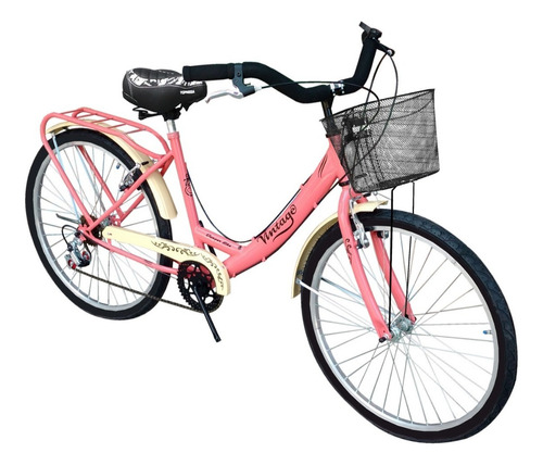Bicicleta playera femenina ExoBikes Vintage R26 frenos v-brakes color rosa con pie de apoyo  