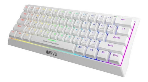 Teclado Gaming 60% Marvo Kg962sp-r Switch Blue Rgb Blanco Español Latinoamérica