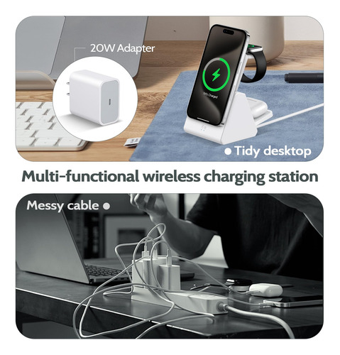 Estación De Carga Inalámbrica 3 En 1 Mag-safe 5000mah