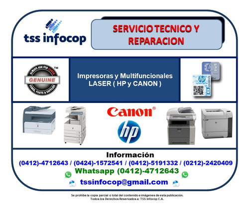 Servicio Técnico Y Reparación Impresoras Laser Hp Y Canon