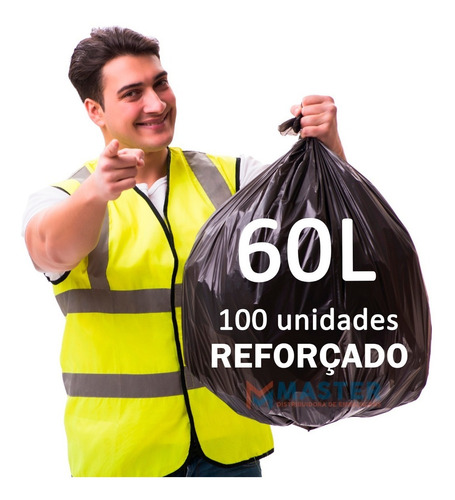 Saco De Lixo 60 Litros Intermediário 100 Unidades 