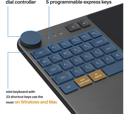 Huion Inspiroy Keydial Kd200 Bluetooth 5.0 Con Teclado Dial