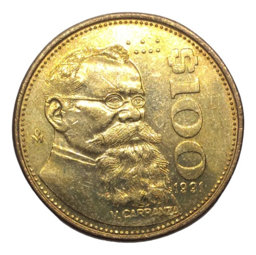 Moneda 100 Pesos Venustiano Carranza Año 1991 Nueva Envío 50