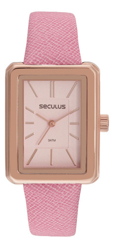 Relógio Feminino Quadrado Minimalista Rosa Seculus