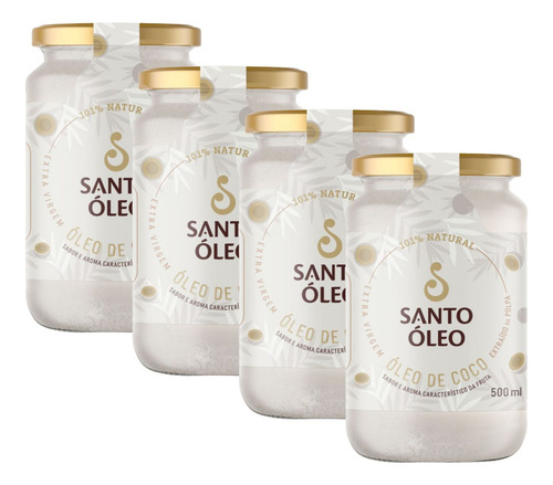 4x Óleo De Coco Extravirgem Prensado A Frio Polpa 500ml
