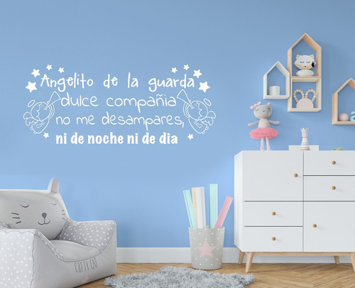 Vinilo Decorativo Infantil Oracion Angel De La Guarda 45x100