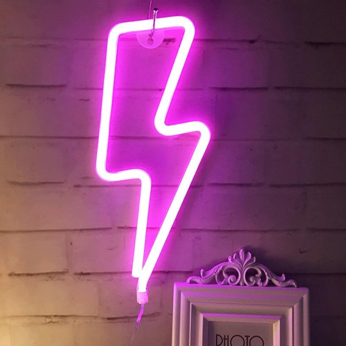 Qiaofei Led Neon Lightning Sign Shaped Decor Light, Decoraci