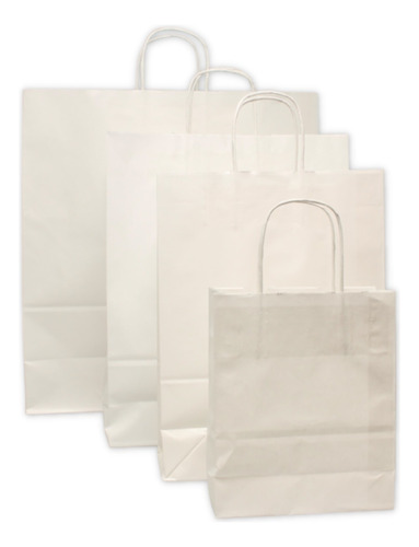 Bolsas De Papel Blancas 25x34 C/manija Bp4 X100 U