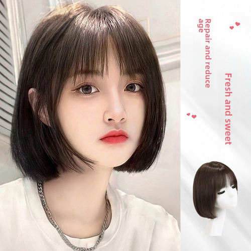 Aguja De Entrega 30cm Peluca Negra Natural Cabello Real